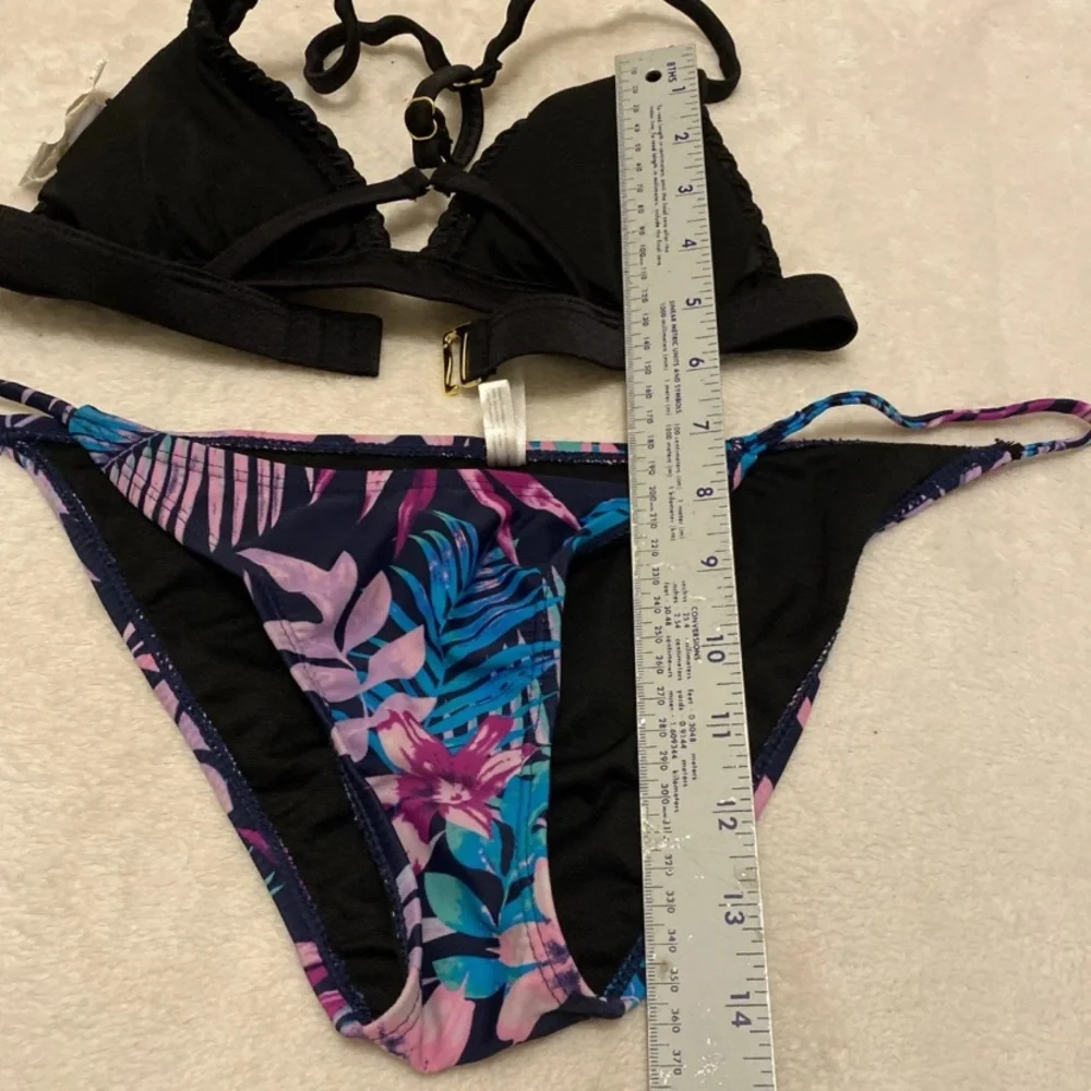 Black Top Multicolor Floral Bottom
